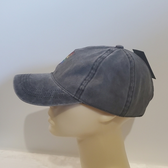 David and Young Black Washed Denim Baseball Hat Cap Peace Rainbow Pride … - Picture 5 of 12